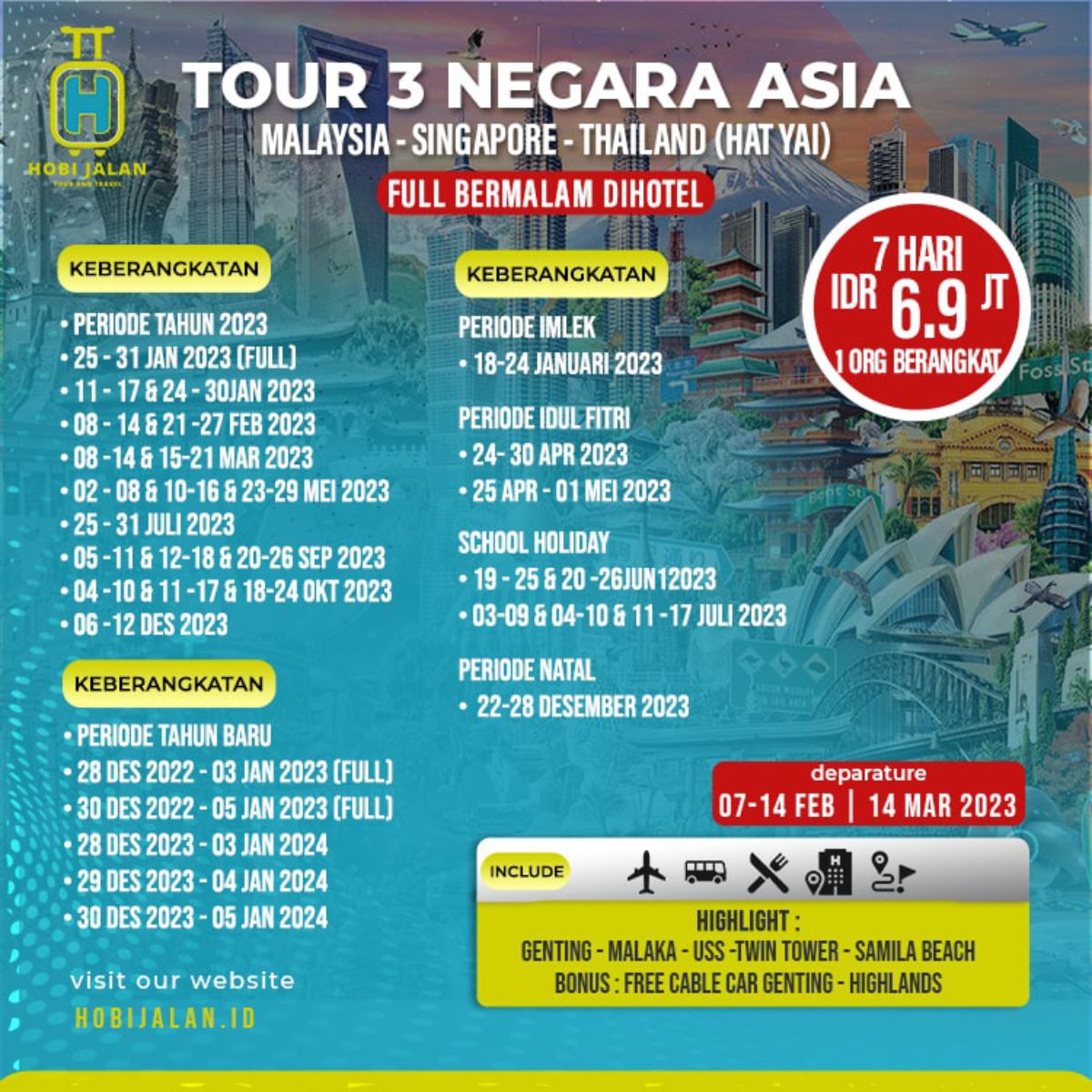 Series Tour 3 Negara Singapore Malaysia Thailand 7D6N Paket Tour